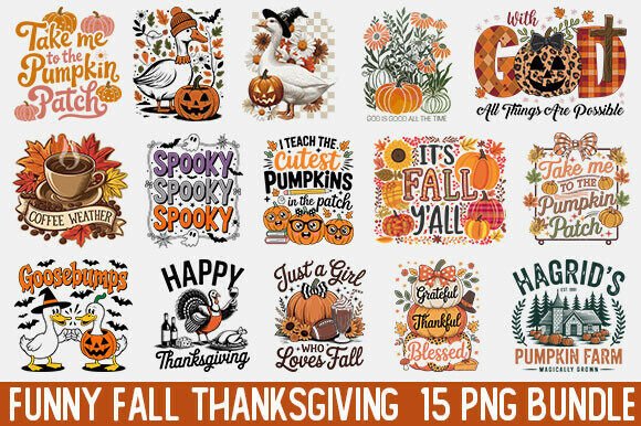 Download Funny Fall Thanksgiving Png Bundle - Thanksgiving Collection